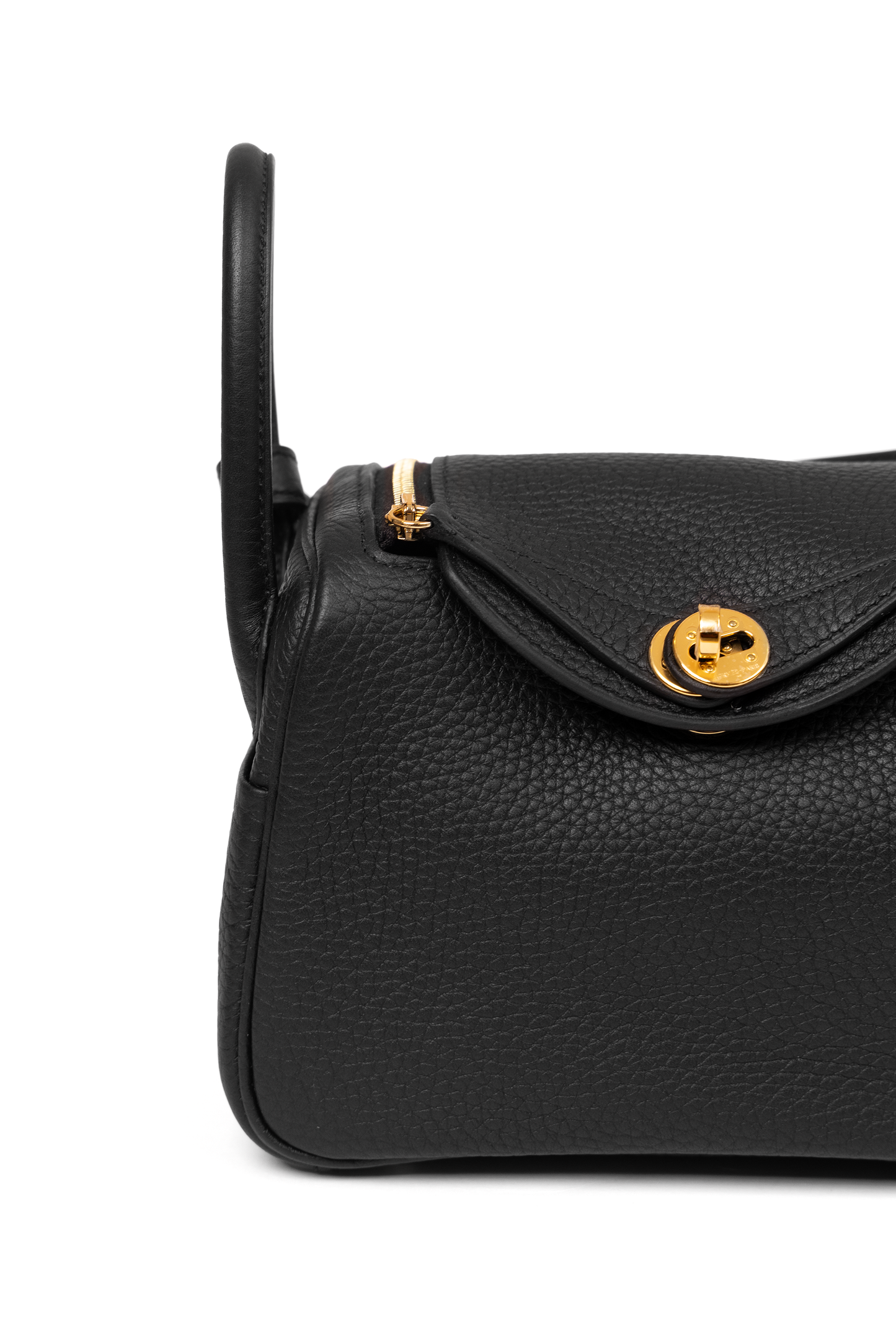 Hermes Mini Lindy in Black with Gold Hardware