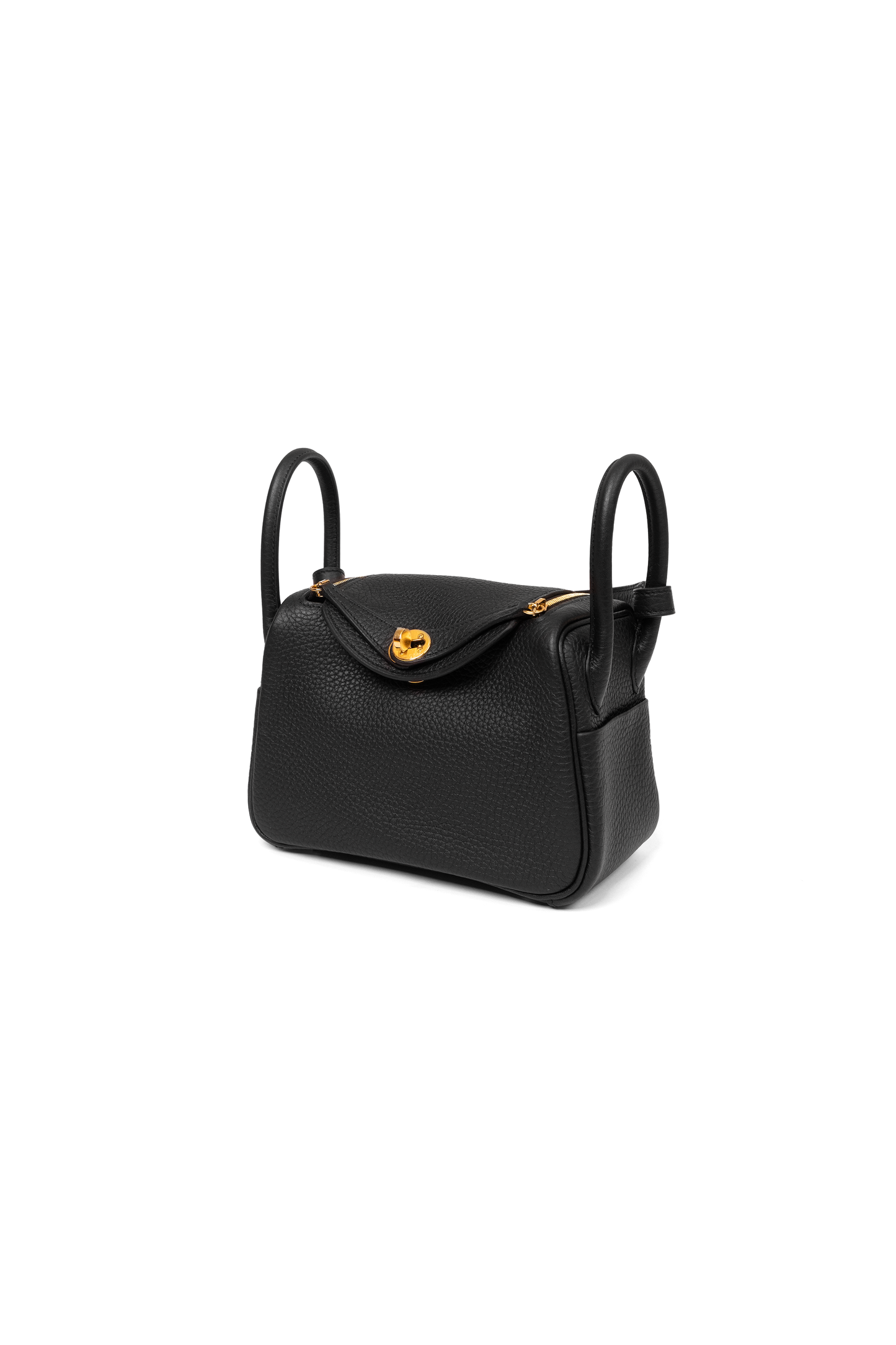 Hermes Mini Lindy in Black with Gold Hardware
