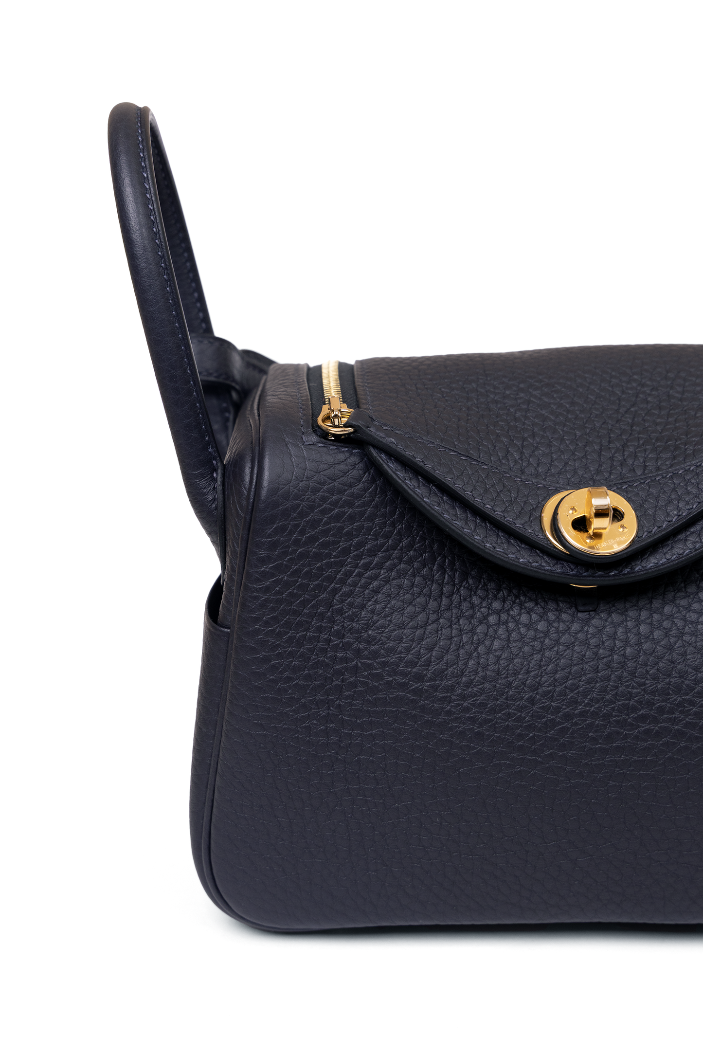 Hermes Mini Lindy in Caban with Gold Hardware