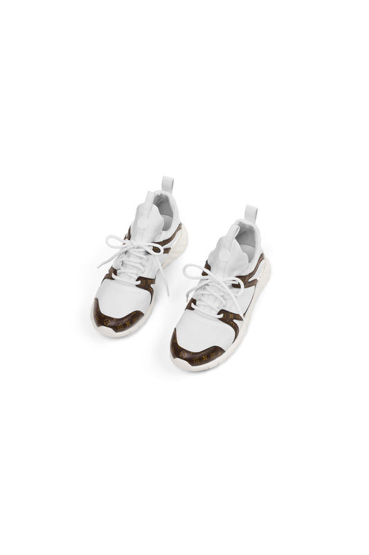 Louis Vuitton White Mesh and Monogram Sneakers