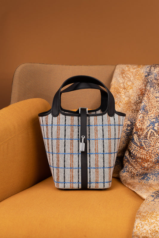 Hermès Limited Edition Picotin 18 Écru/Noir/Fauve/Bleu Zanzibar PHW
