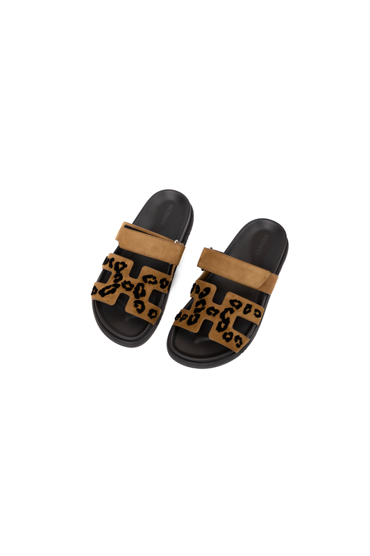 Hermes Cheetah Print Chypre Sandals