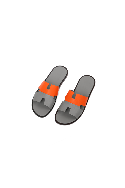 Hermes Izmir Sandals in Orange and Gray