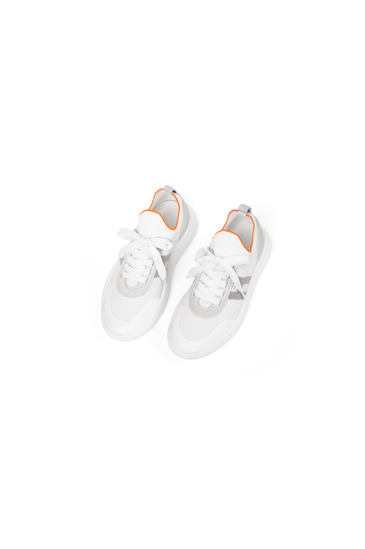 Hermes White Crew Knit Sneakers