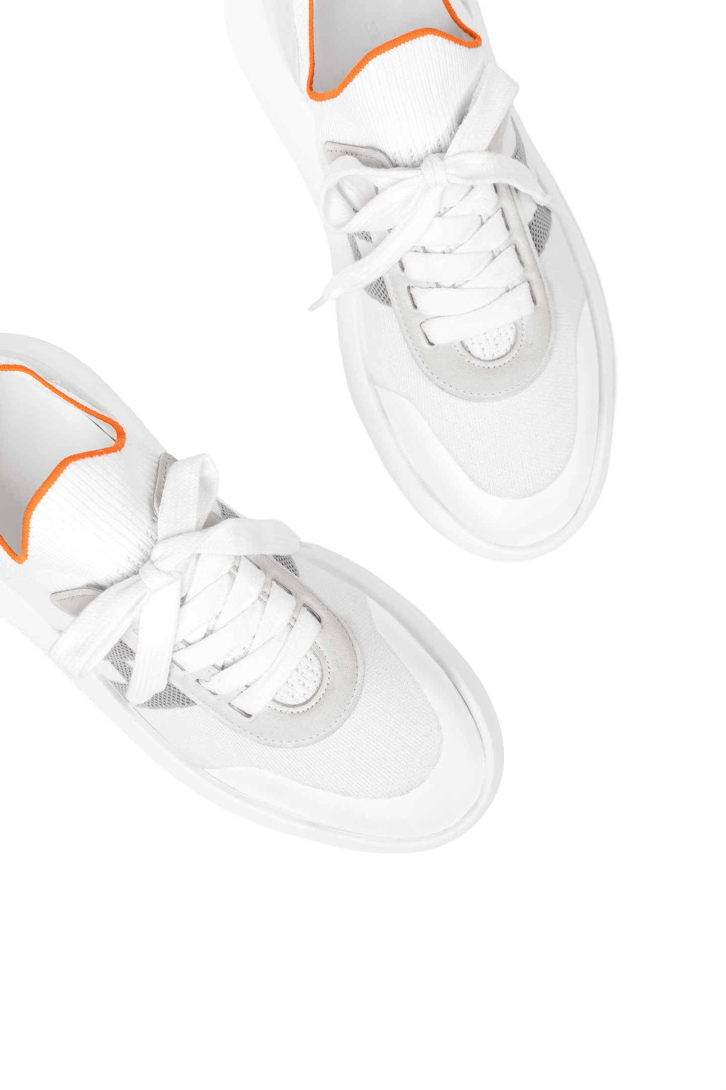 Hermes White Crew Knit Sneakers