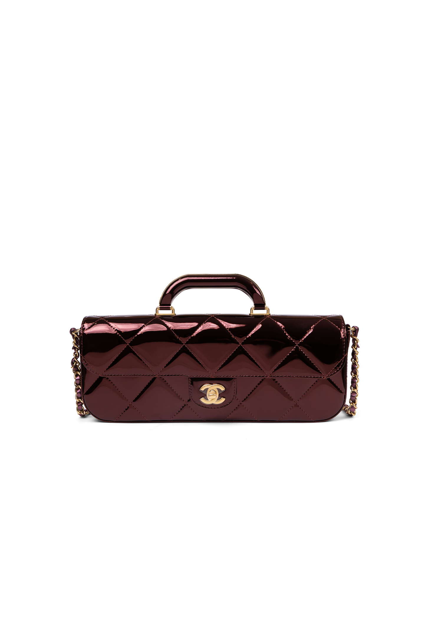 Chanel Long Burgundy Metallic Clutch