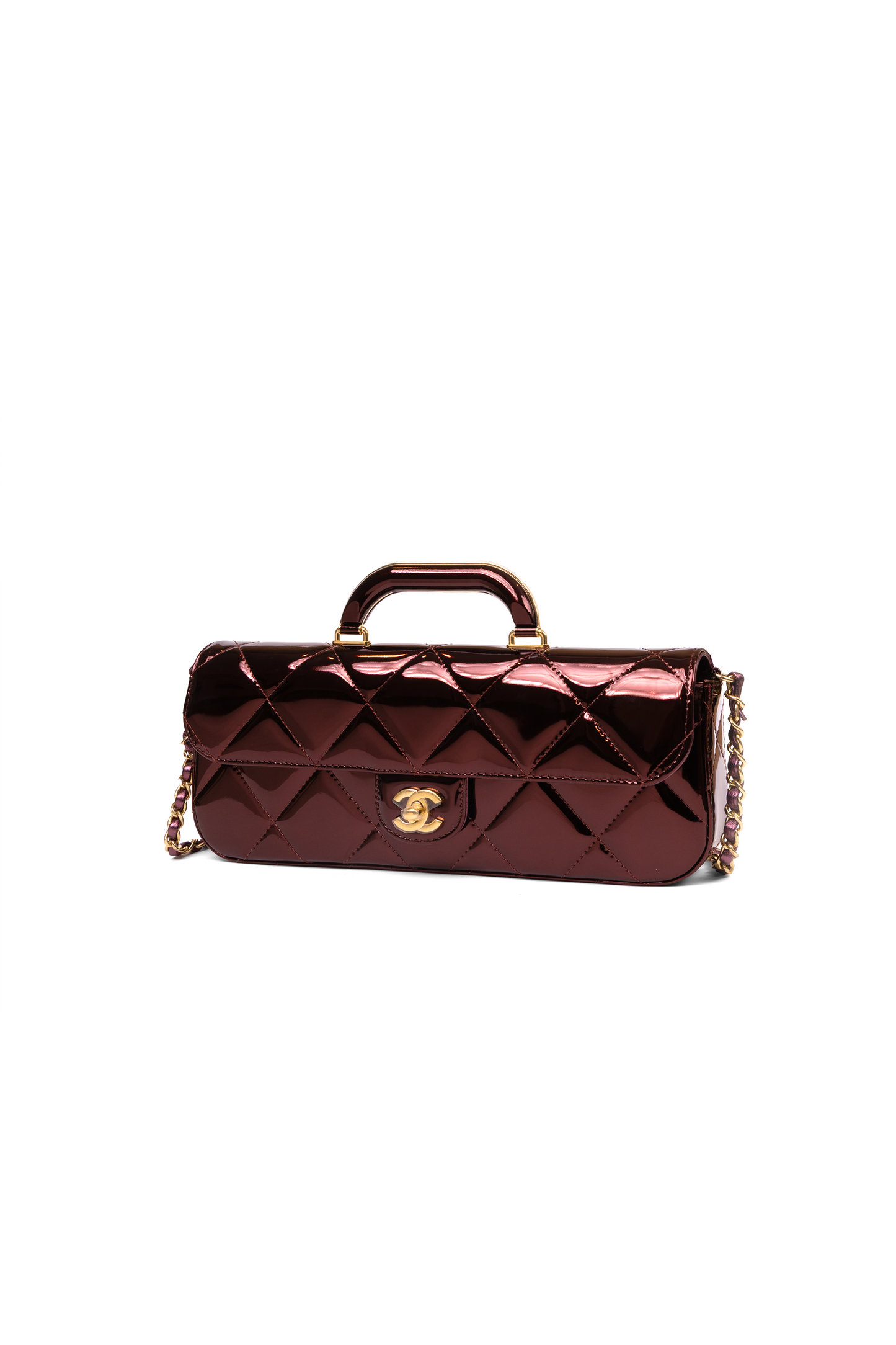 Chanel Long Burgundy Metallic Clutch
