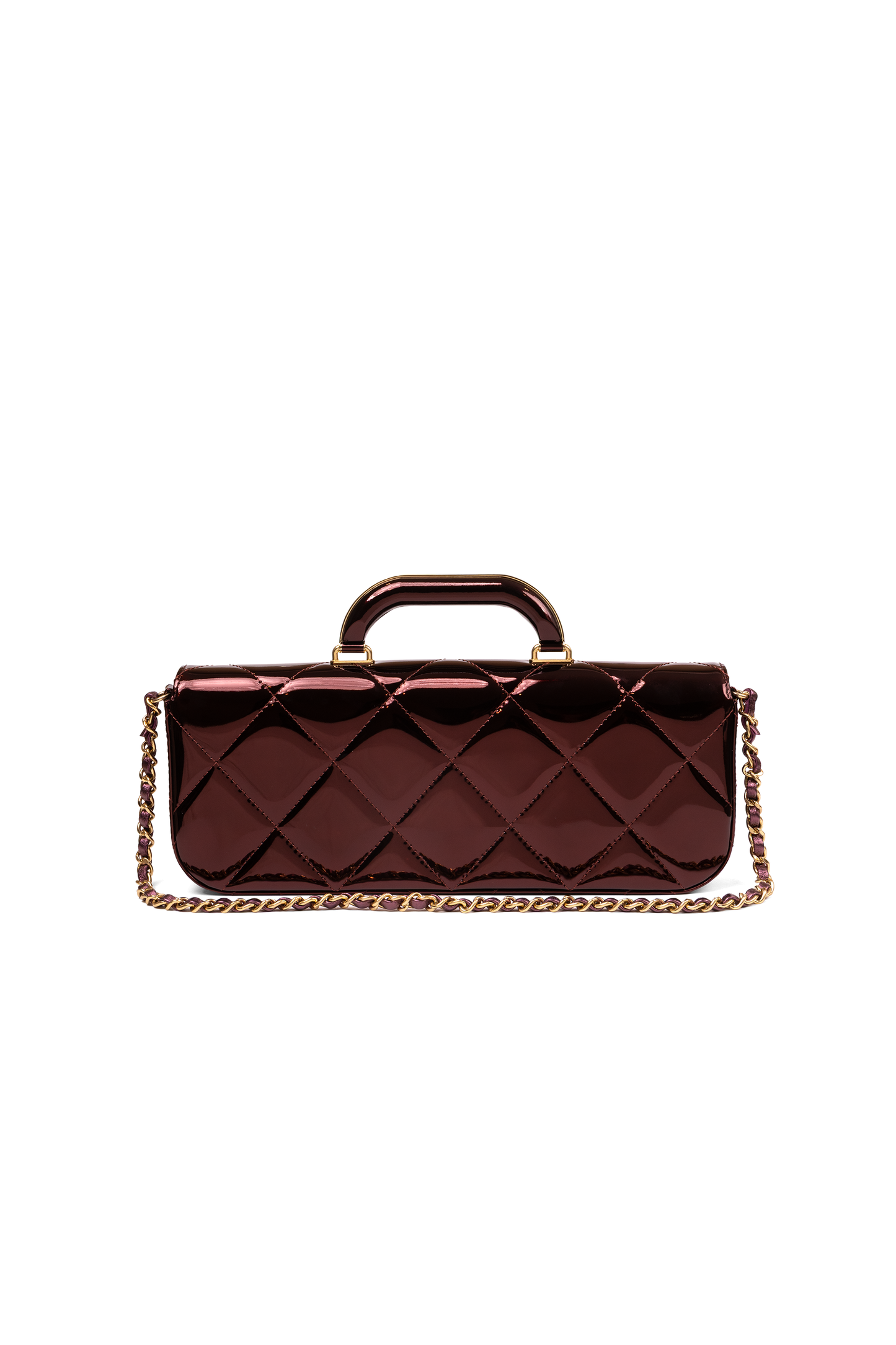 Chanel Long Burgundy Metallic Clutch