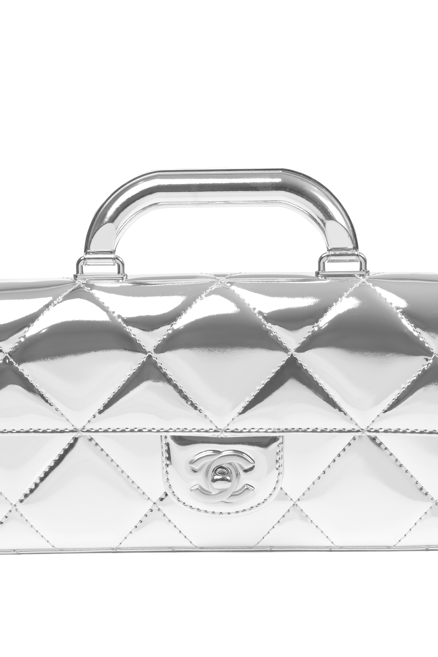 Chanel Silver Clutch with Top Handle