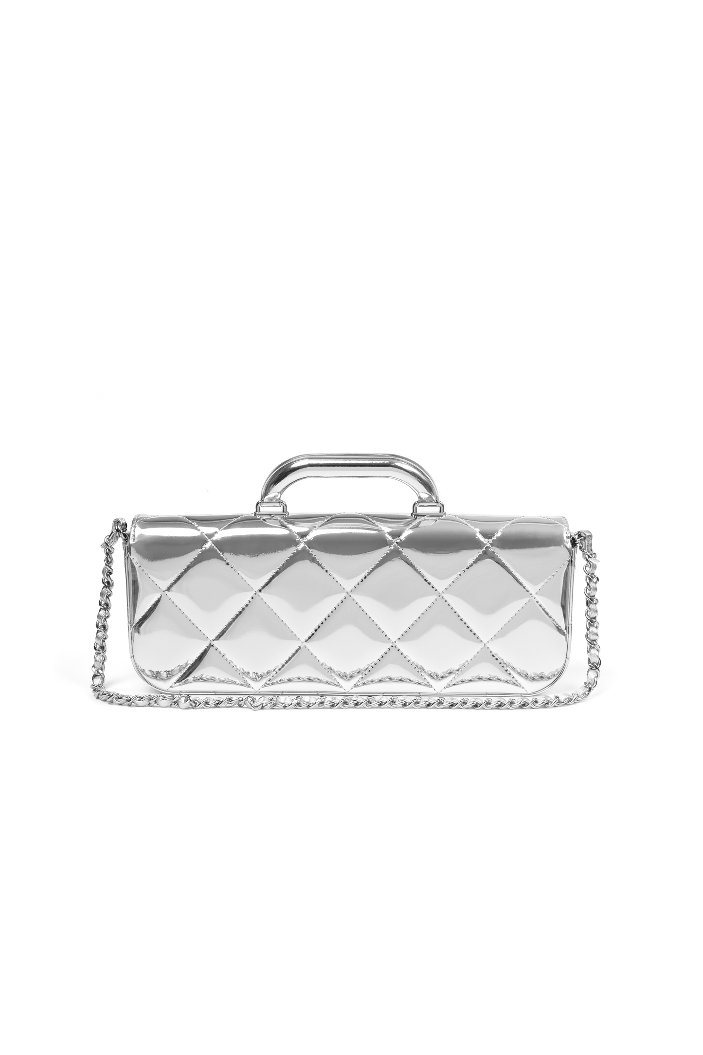 Chanel Silver Clutch with Top Handle
