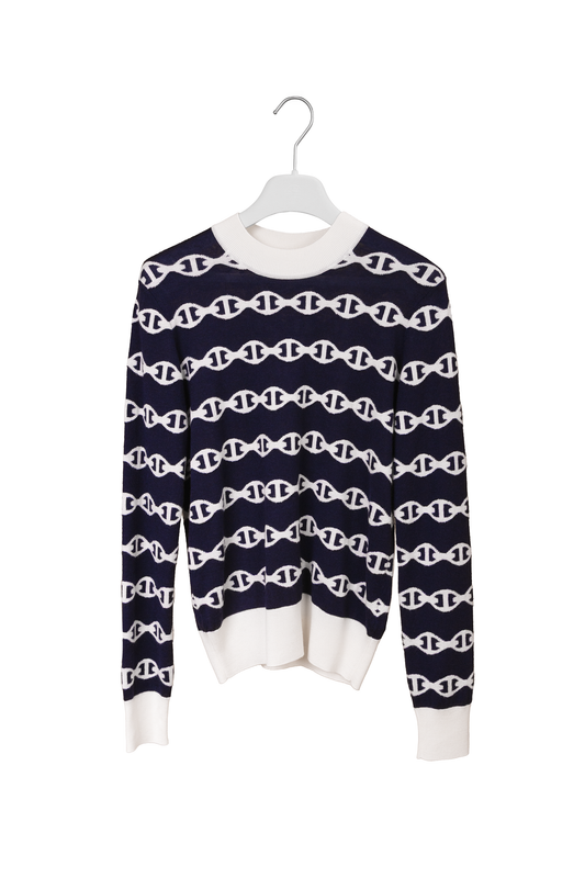 Hermes Chain D'Ancre Navy Knit Sweater