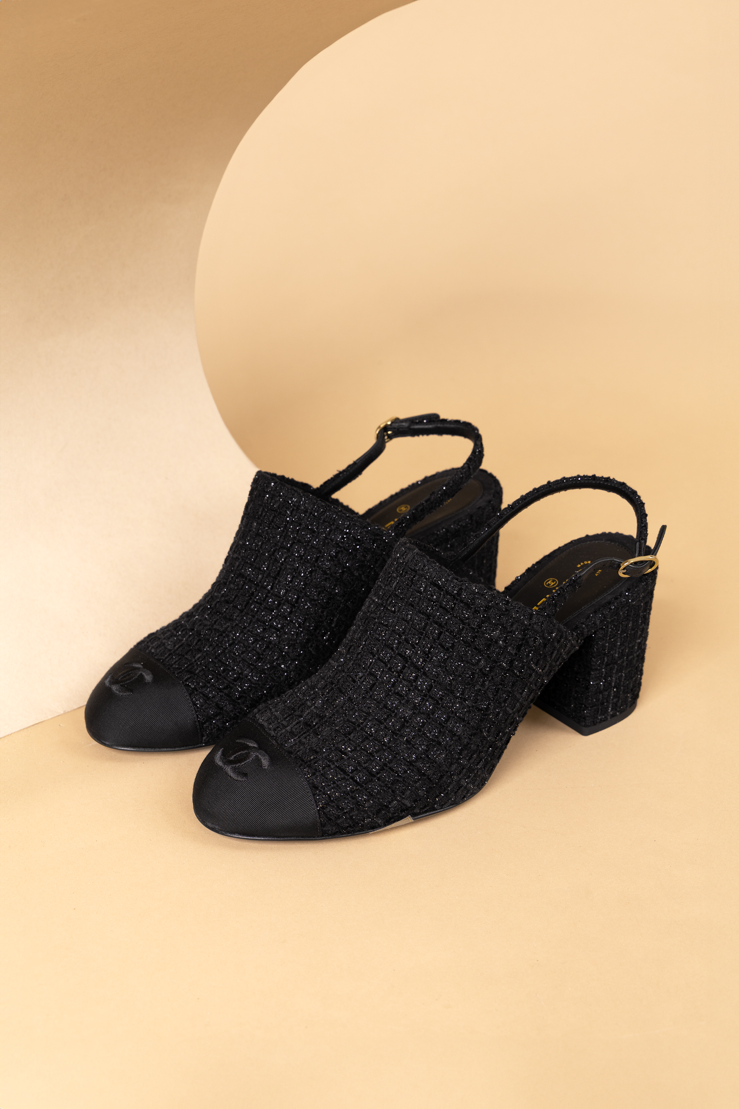 Chanel Black Tweed Slings