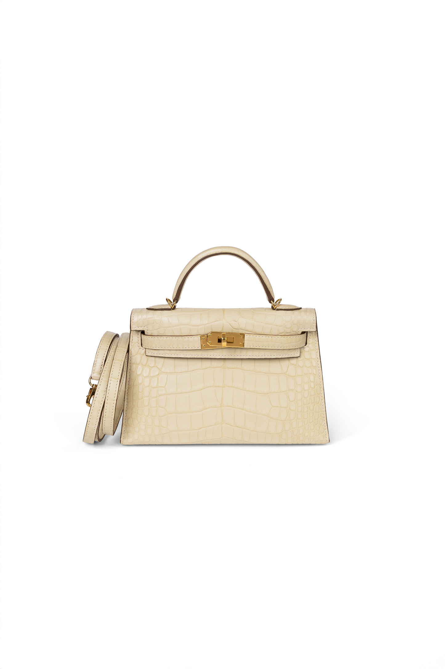 Hermes Mini Kelly Alligator in Vanilla with Gold Hardware
