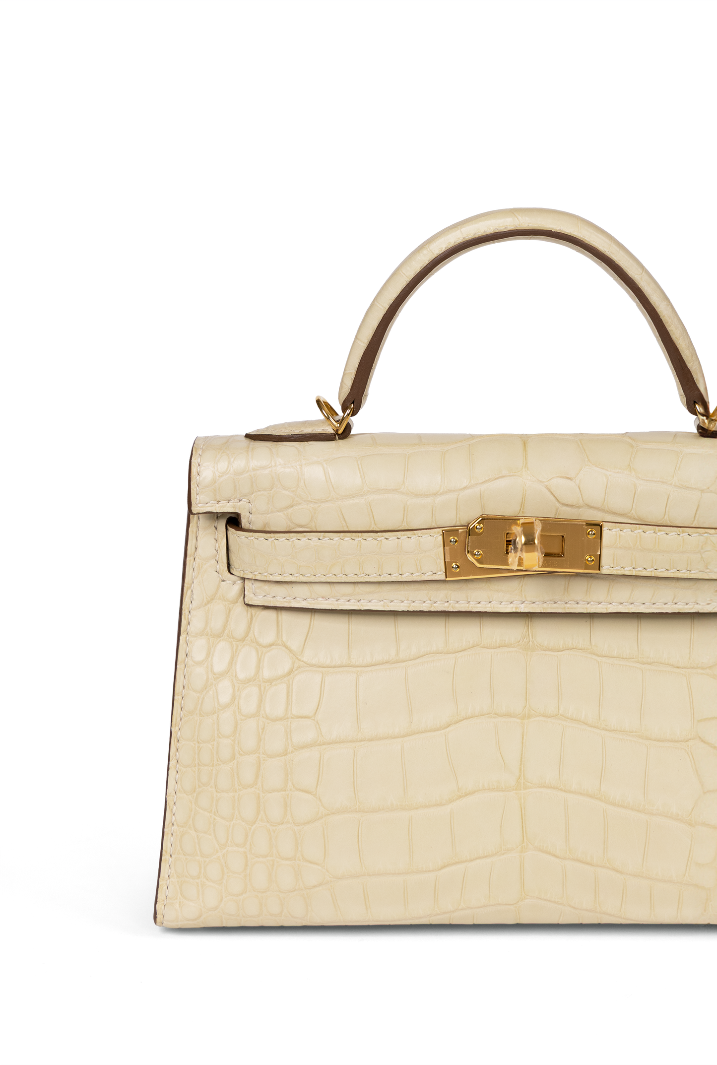 Hermes Mini Kelly Alligator in Vanilla with Gold Hardware