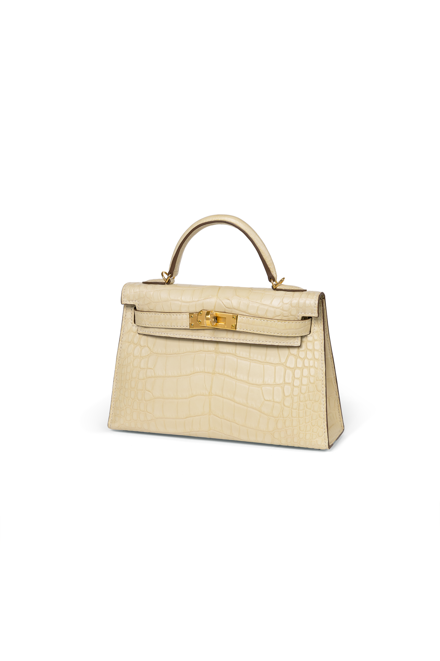Hermes Mini Kelly Alligator in Vanilla with Gold Hardware