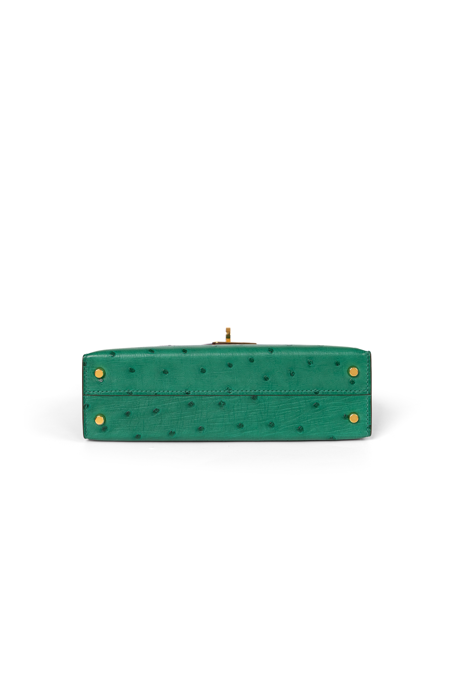 Hermes Mini Kelly Ostrich in Vert Vertigo/Blue Iris with Gold Hardware