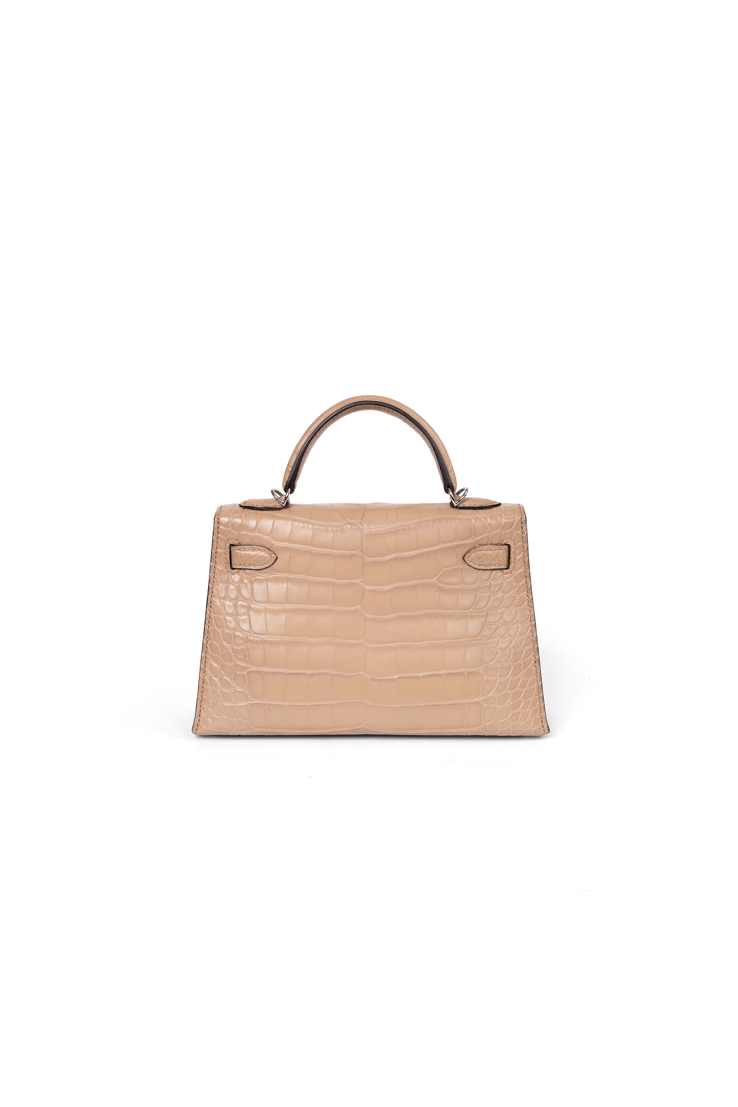 Hermes Mini Kelly Matte Alligator in Chai with Silver Hardware