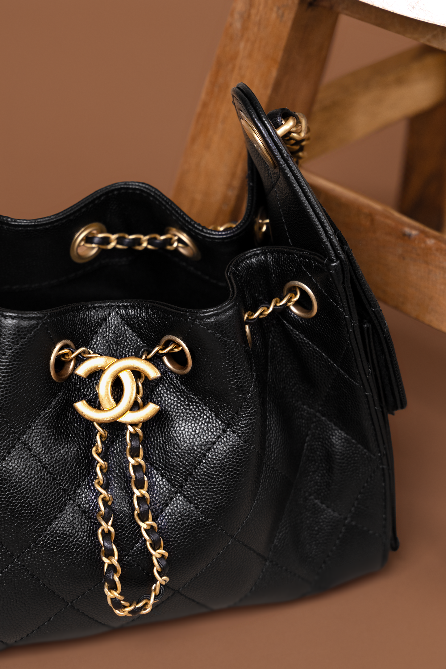 Chanel Black Mini Caviar Hobo Bag