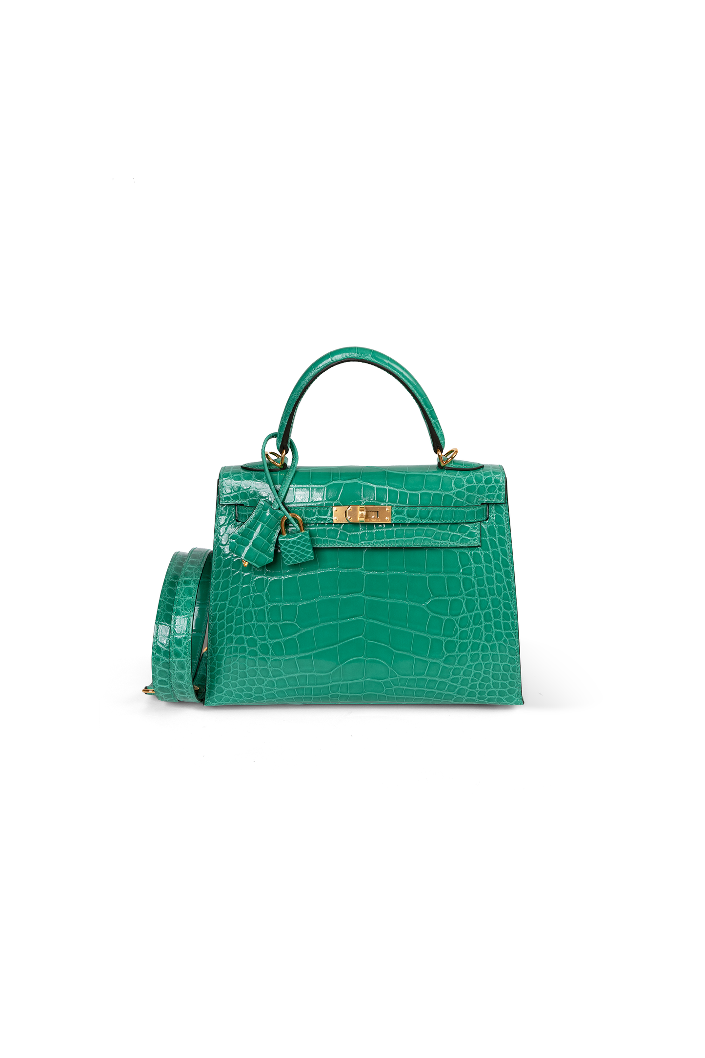 Hermes Kelly 25 Alligator in Vert Jade with Gold Hardware