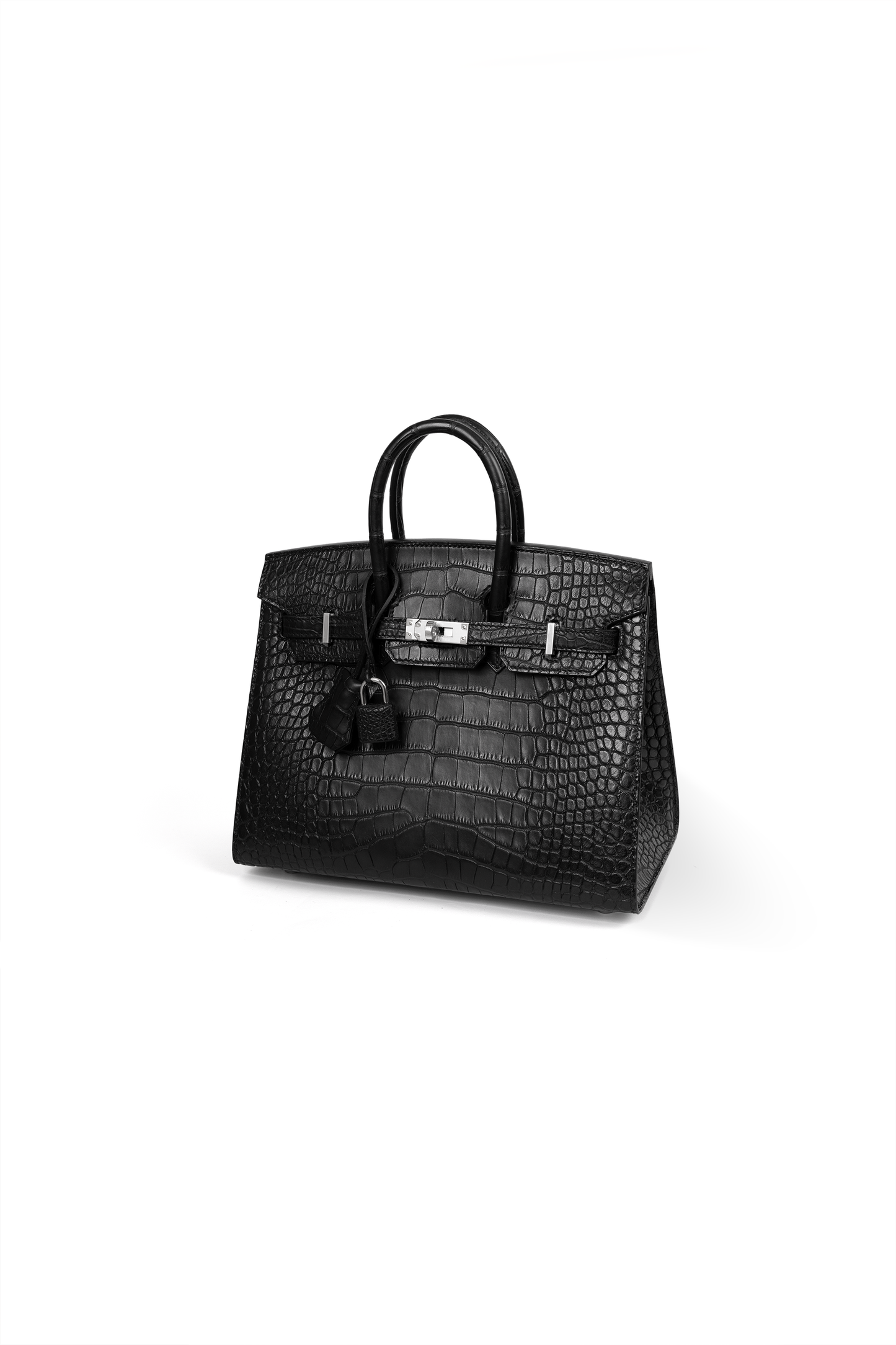 Hermes Birkin 25 Matte Alligator in Black with Silver Hardware