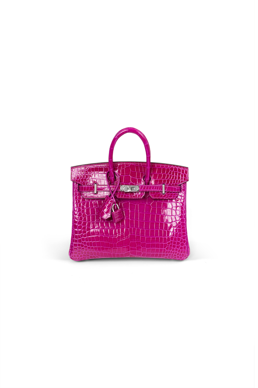 Hermes Birkin 25 Alligator in Rose Pourpre with Silver Hardware