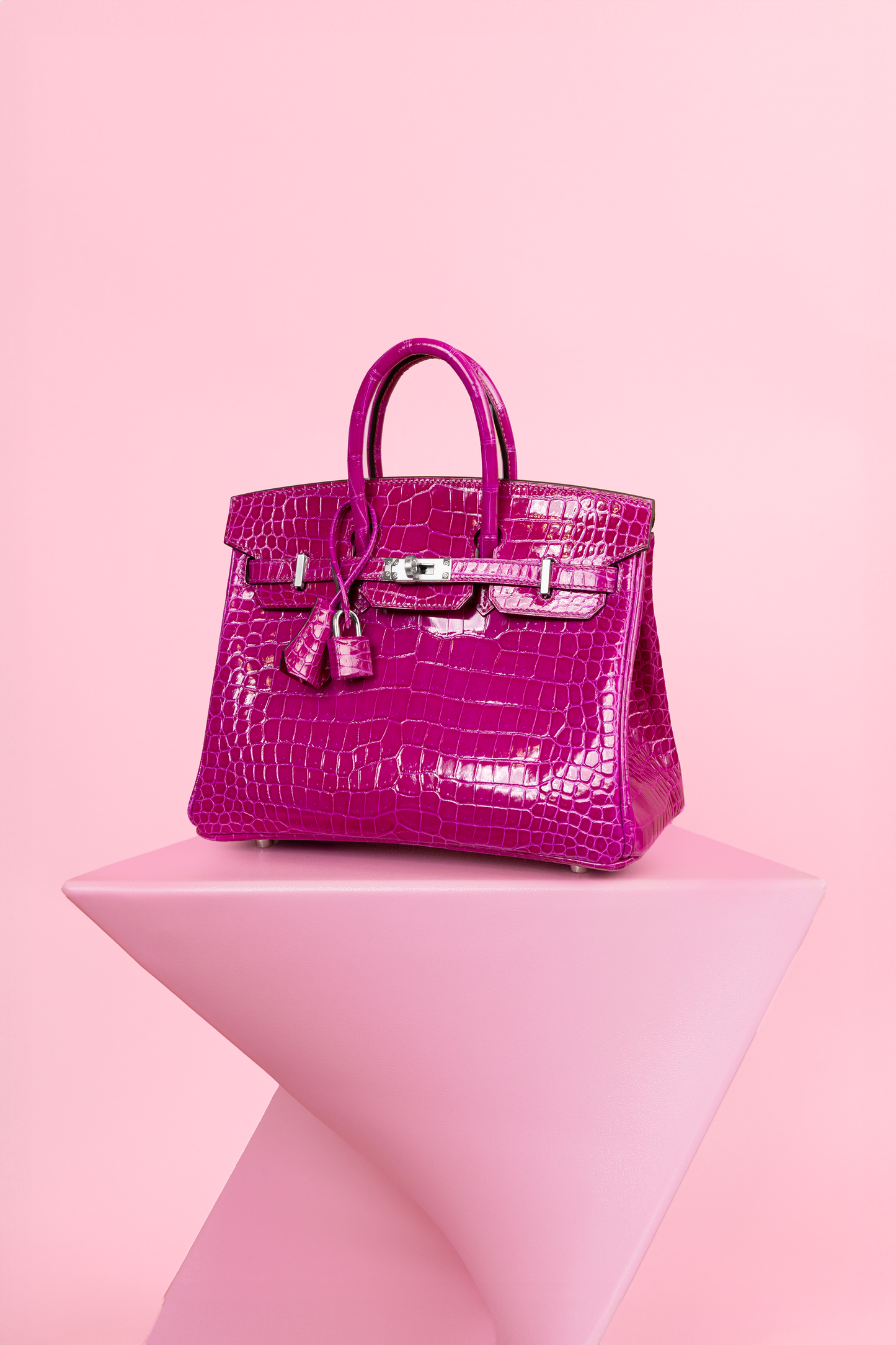 Hermès Birkin 25 Shiny Crocodile Rose Pourpre PHW