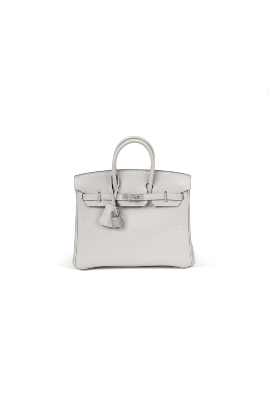 Hermes Birkin 25 Togo in Gris Perle/Nata with Silver Hardware