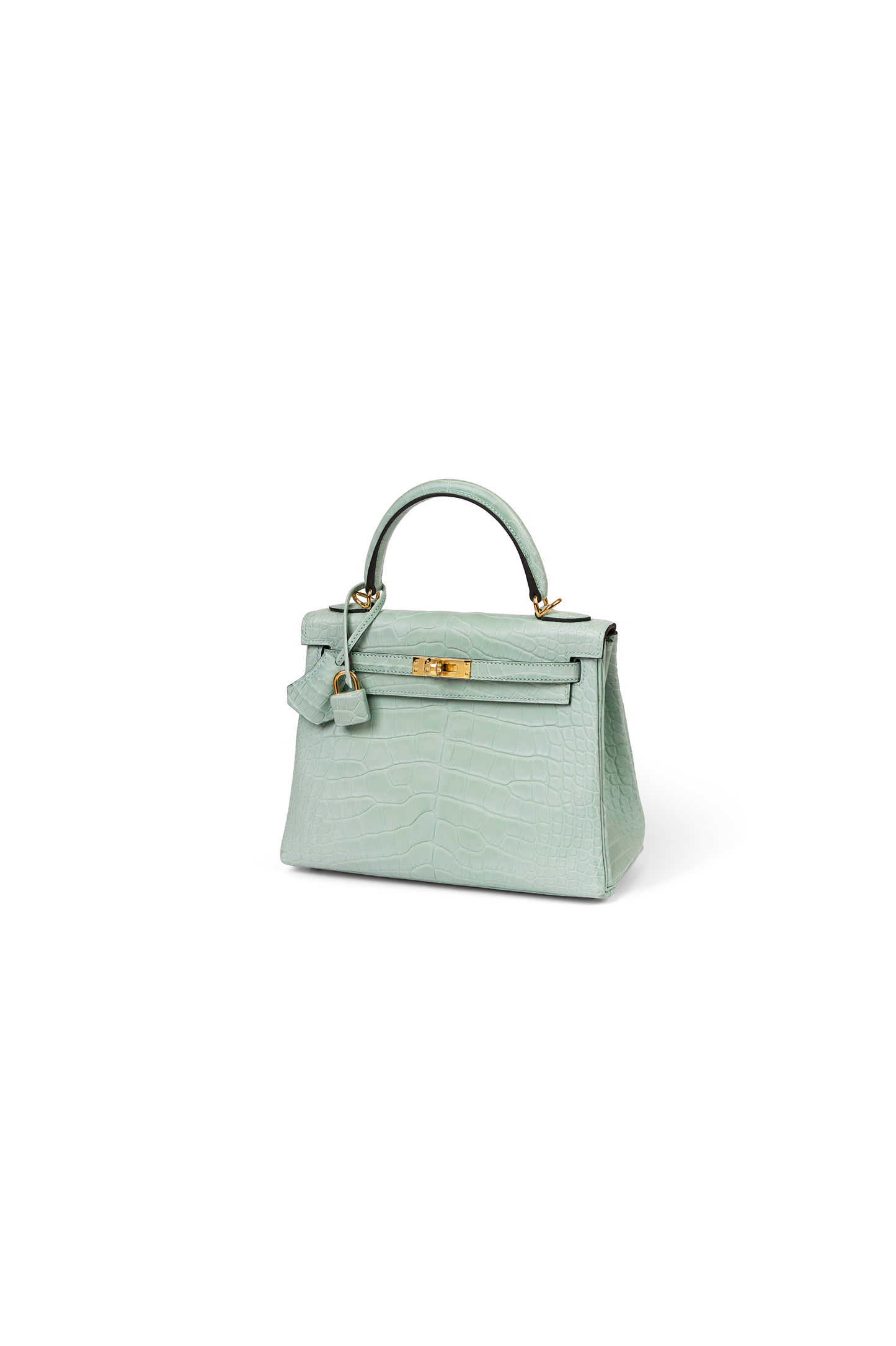 Hermes Kelly 25 Alligator in Vert D'eau with Gold Hardware
