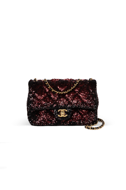 Chanel Black and Red Sequin Flap Bag