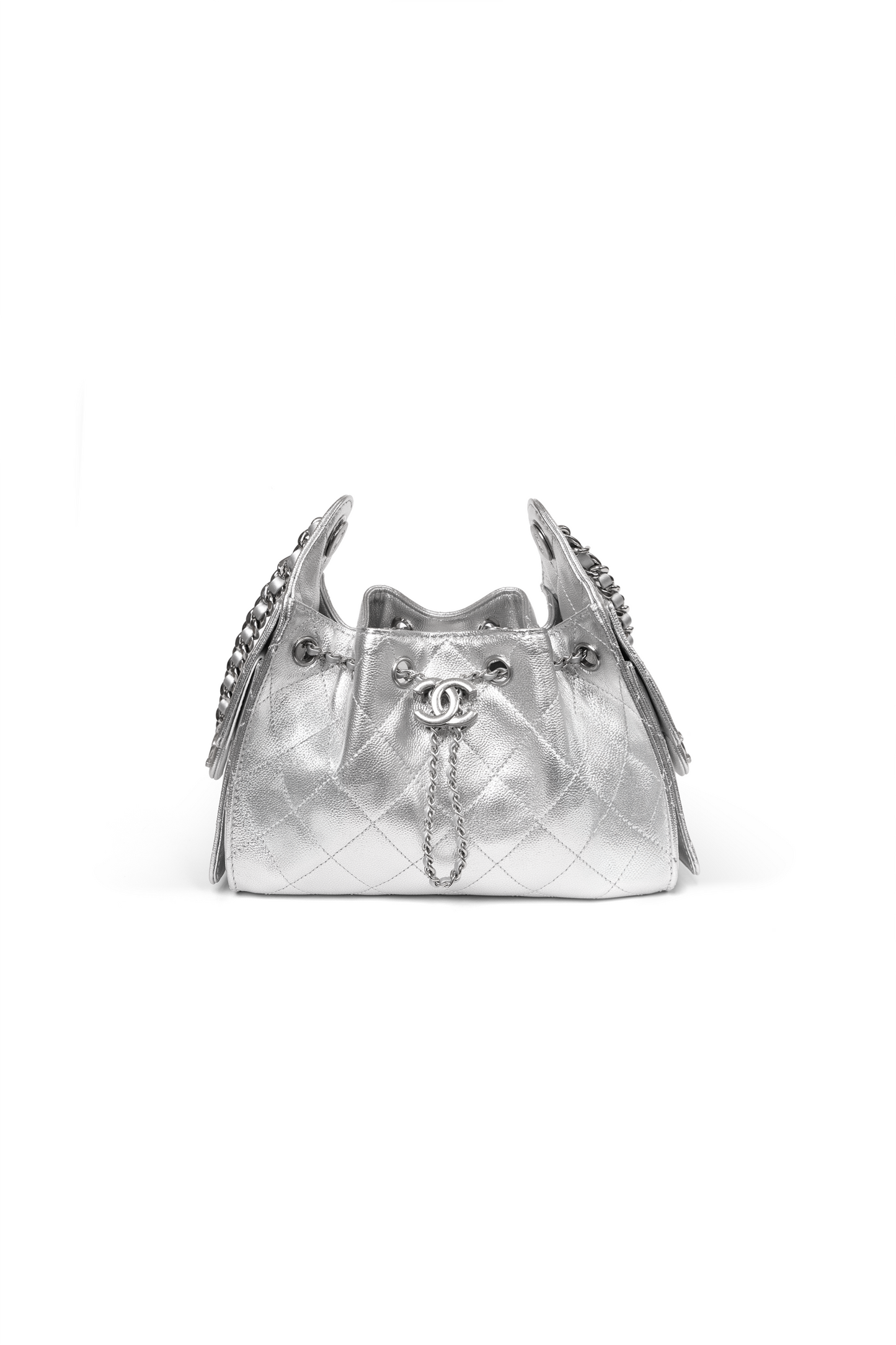 Chanel 25 Mini Metallic Silver Bag