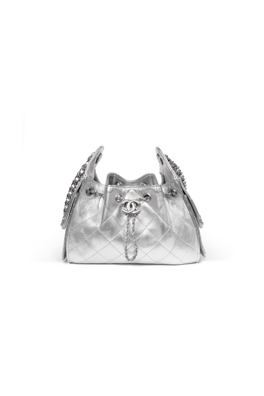Chanel 25 Mini Metallic Silver Bag