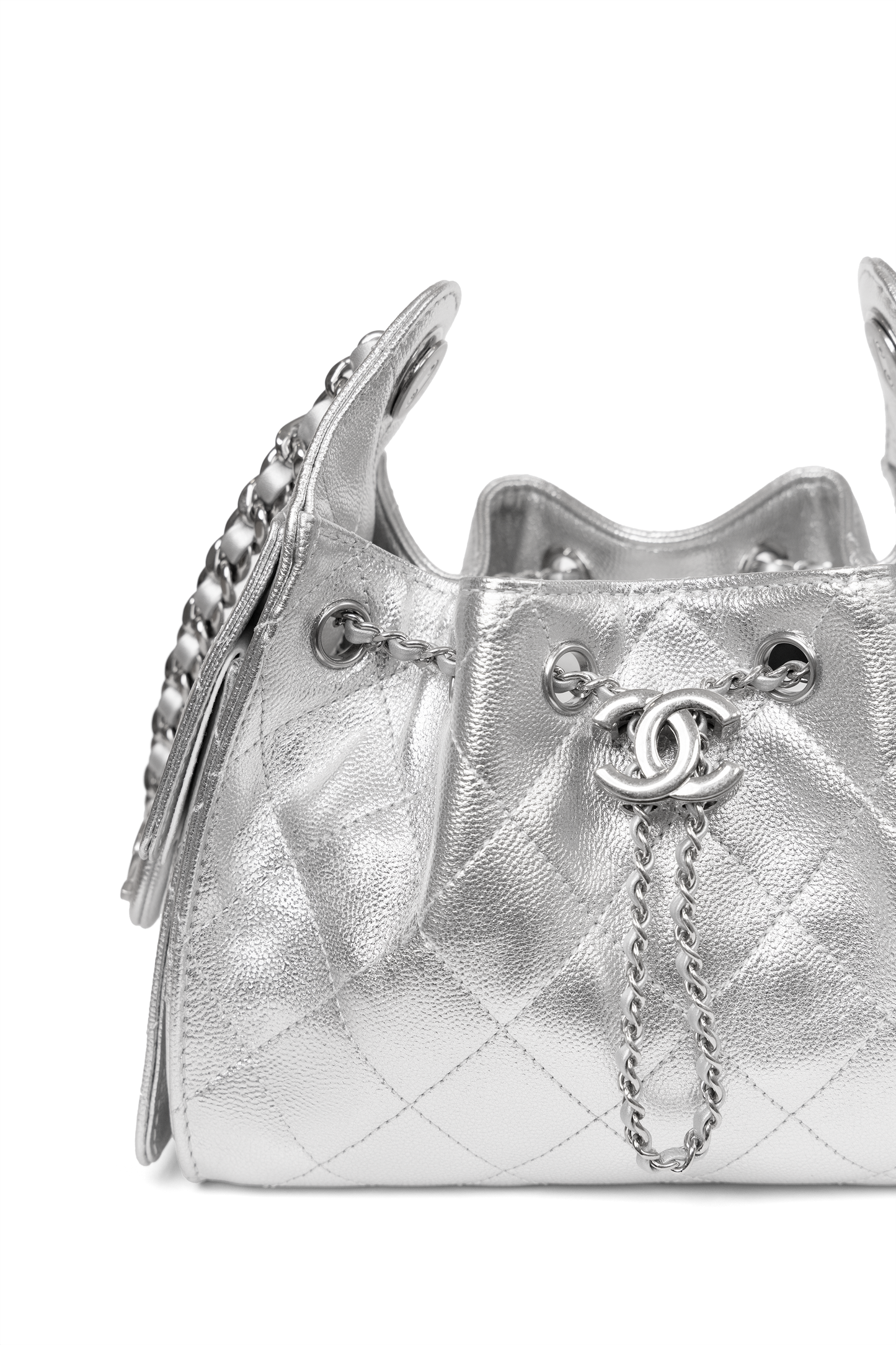 Chanel 25 Mini Metallic Silver Bag
