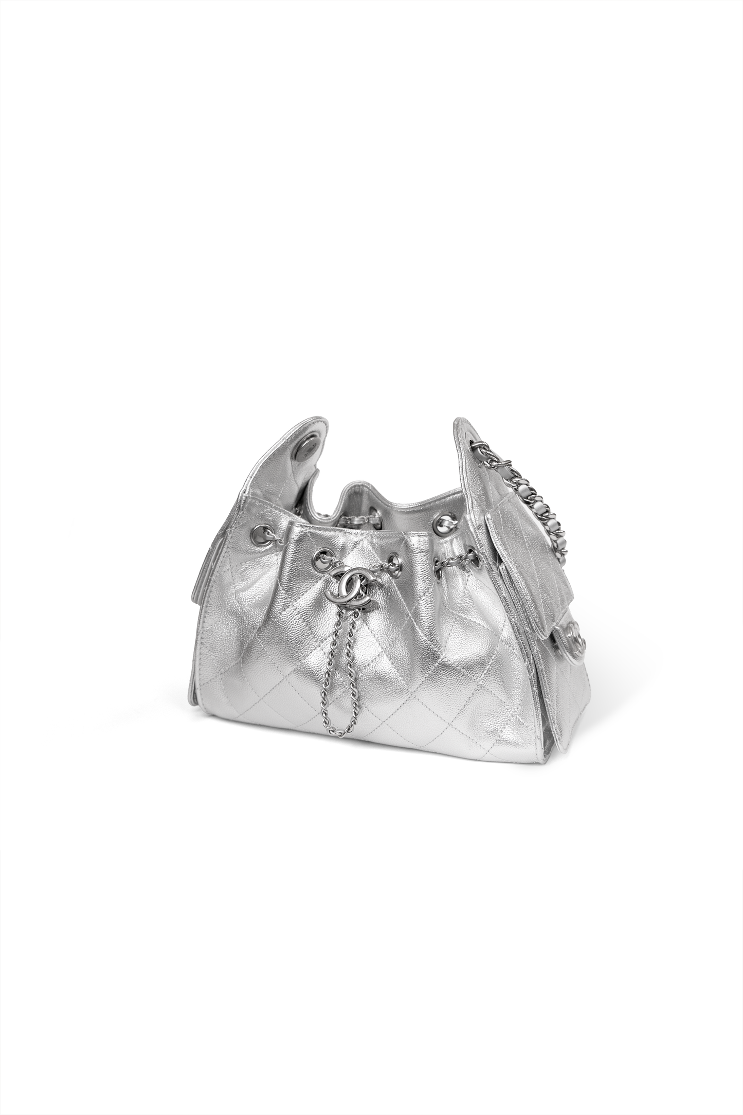 Chanel 25 Mini Metallic Silver Bag