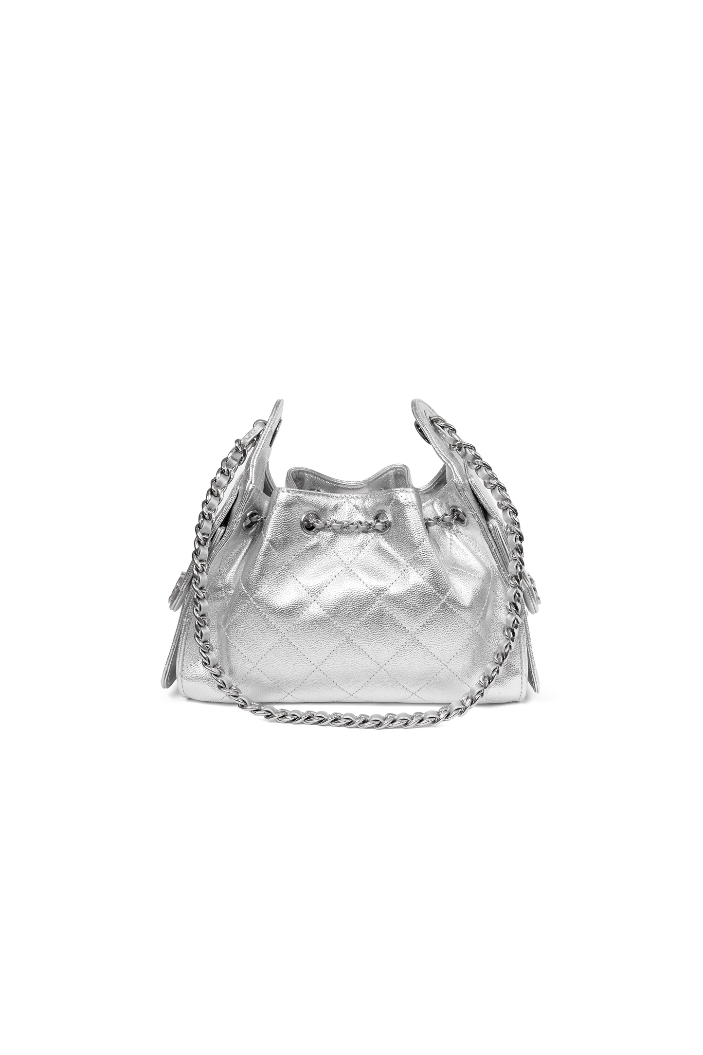 Chanel 25 Mini Metallic Silver Bag
