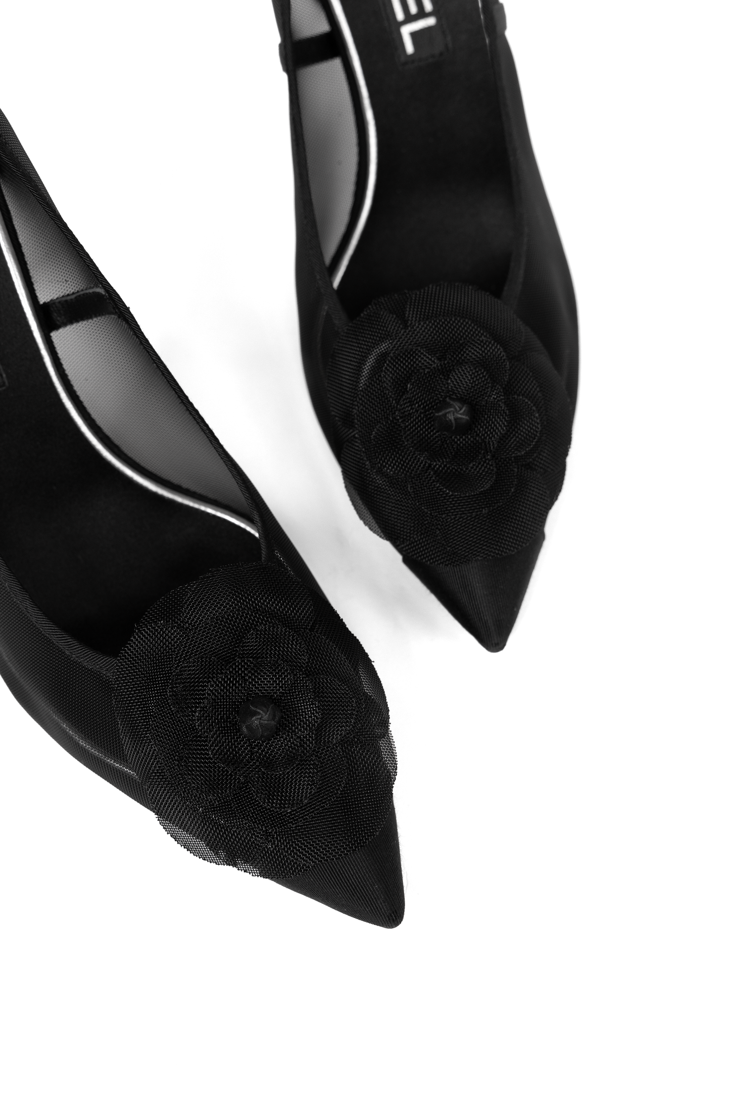 Chanel Camelia Flower Mesh Heels
