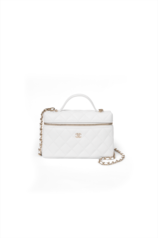 Chanel White Vanity Bag