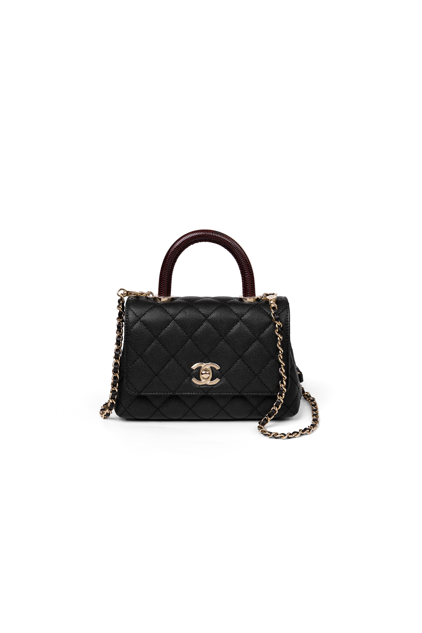Chanel Black/ Burgundy Coco Handle