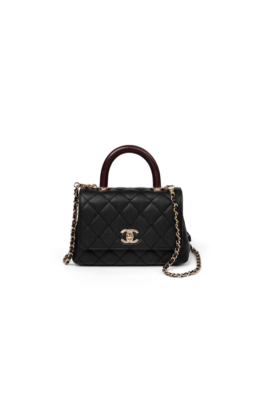 Chanel Black/ Burgundy Coco Handle