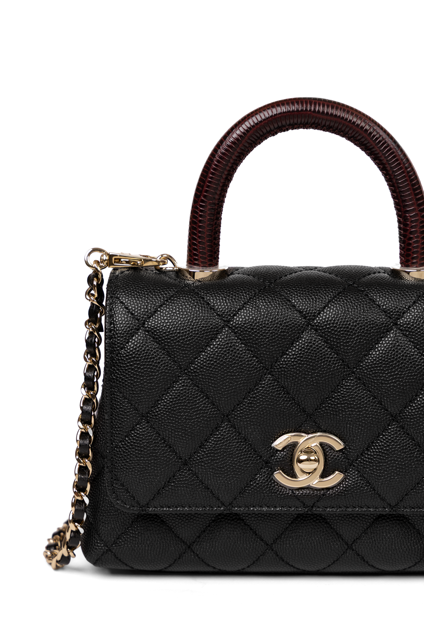 Chanel Black/ Burgundy Coco Handle