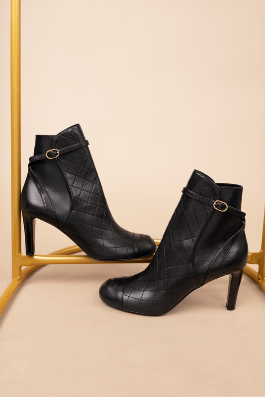 Chanel Black Leather Ankle Boots