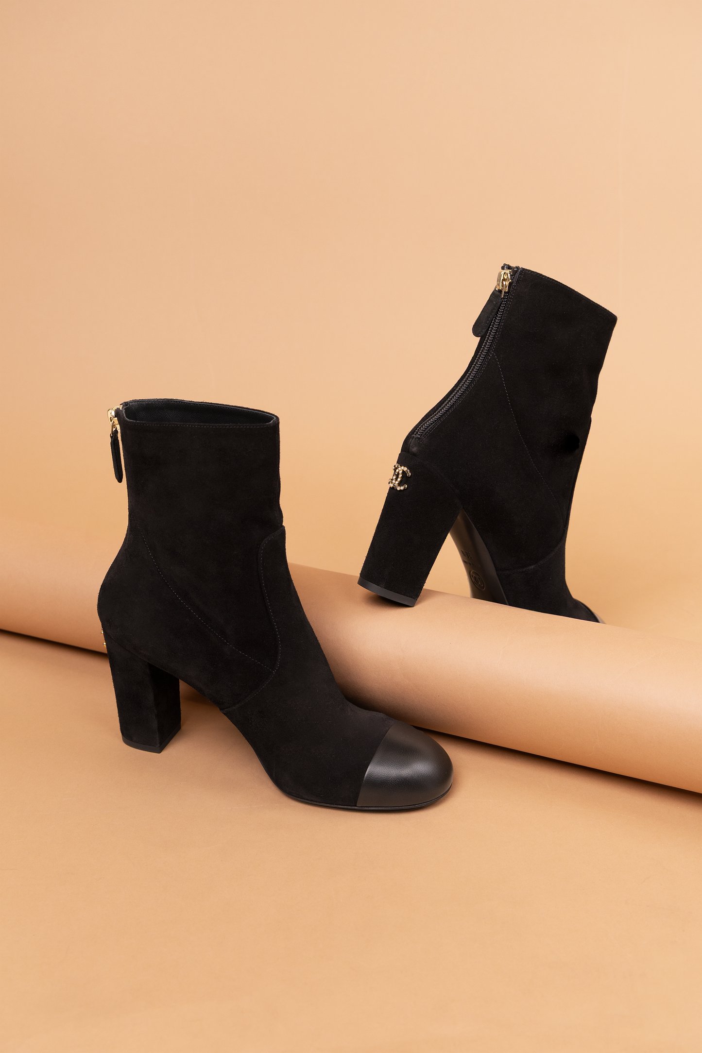 Chanel Black Suede Ankle Boots