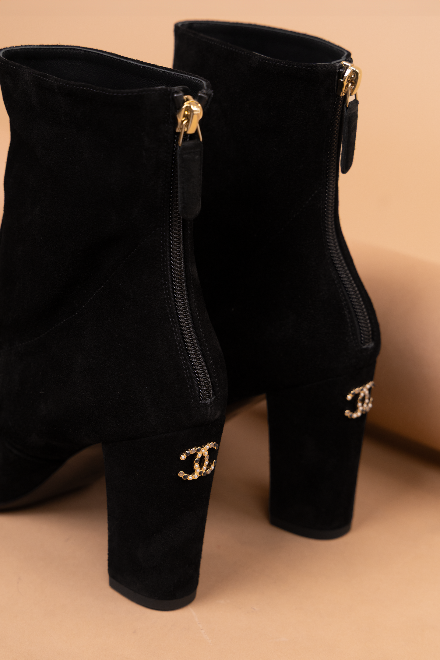 Chanel Black Suede Ankle Boots