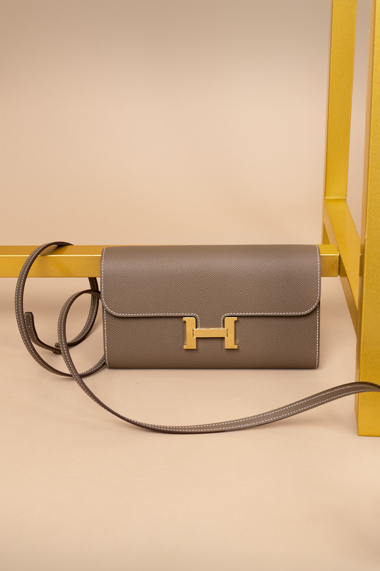Hermès Constance Epsom Wallet To Go in Etoupe GHW