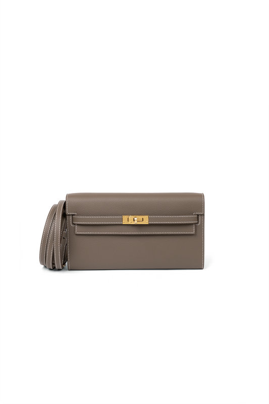 Hermes Kelly To Go in Etoupe with Gold Hardware