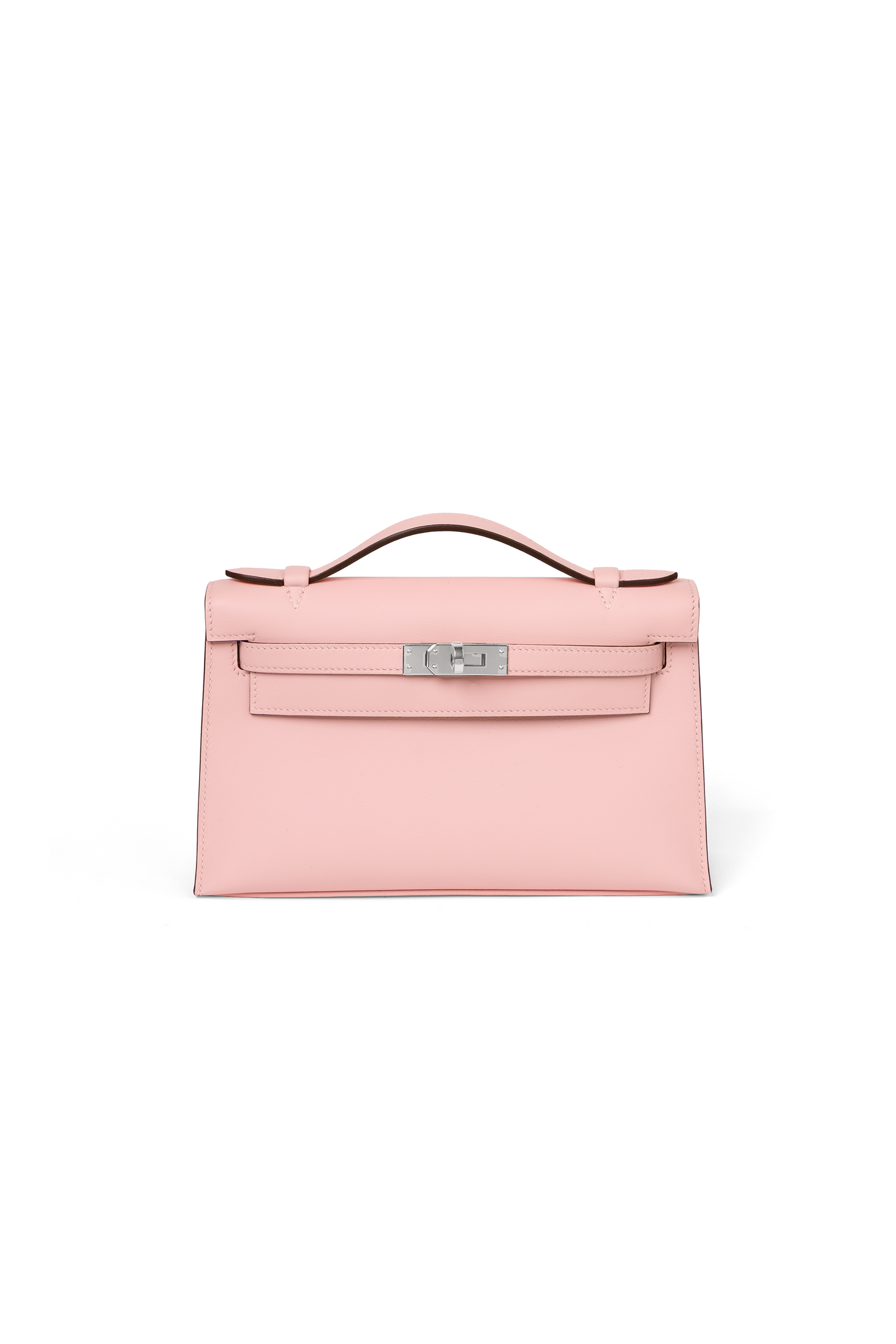 Hermes Kelly Pochette in Rose Sakura with Silver Hardware