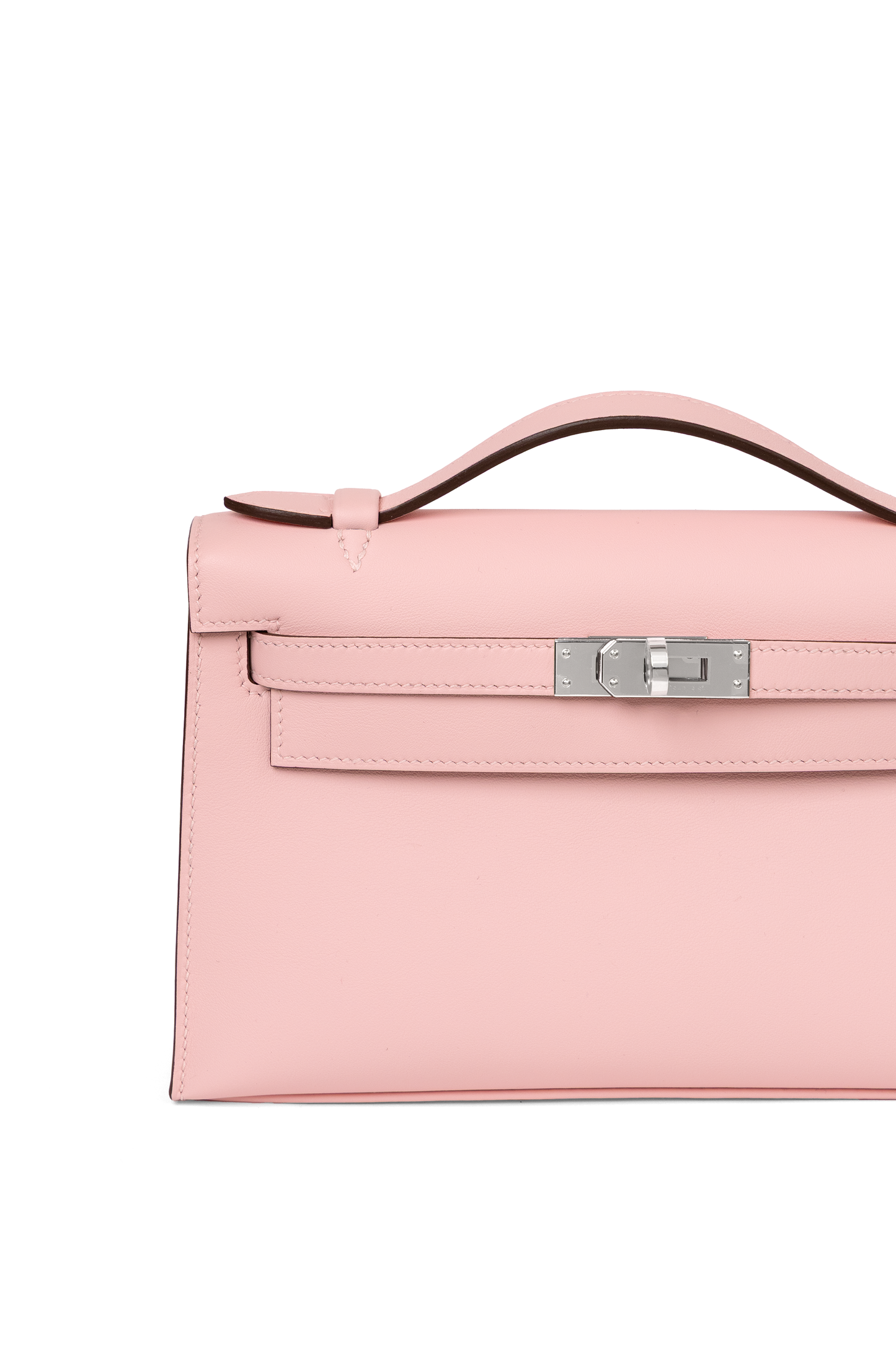 Hermes Kelly Pochette in Rose Sakura with Silver Hardware