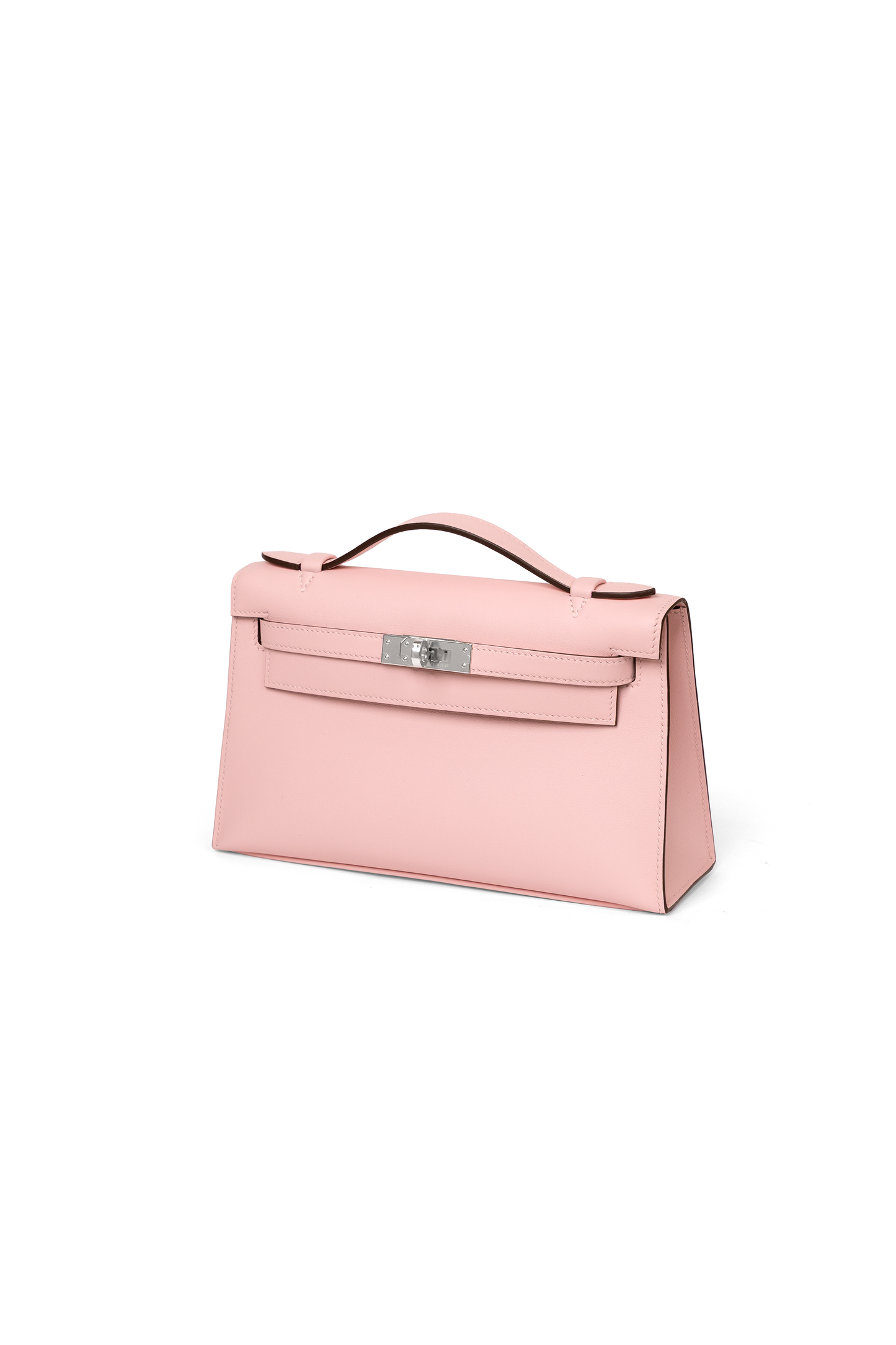Hermes Kelly Pochette in Rose Sakura with Silver Hardware
