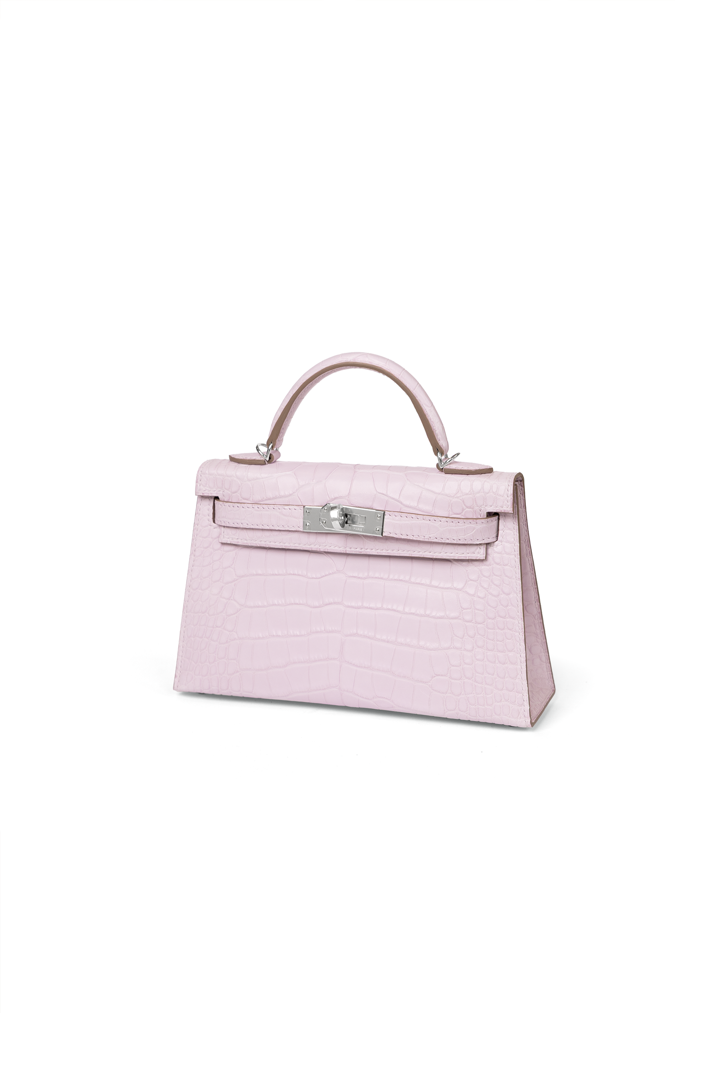 Hermes Mini Kelly Alligator in Mauve Pale with Silver Hardware