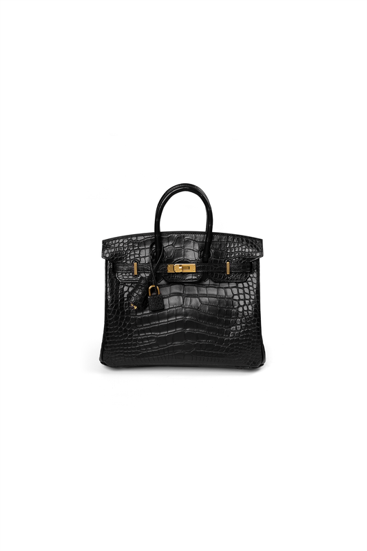 Hermes Birkin 25 Matte Alligator in Black with Gold Hardware