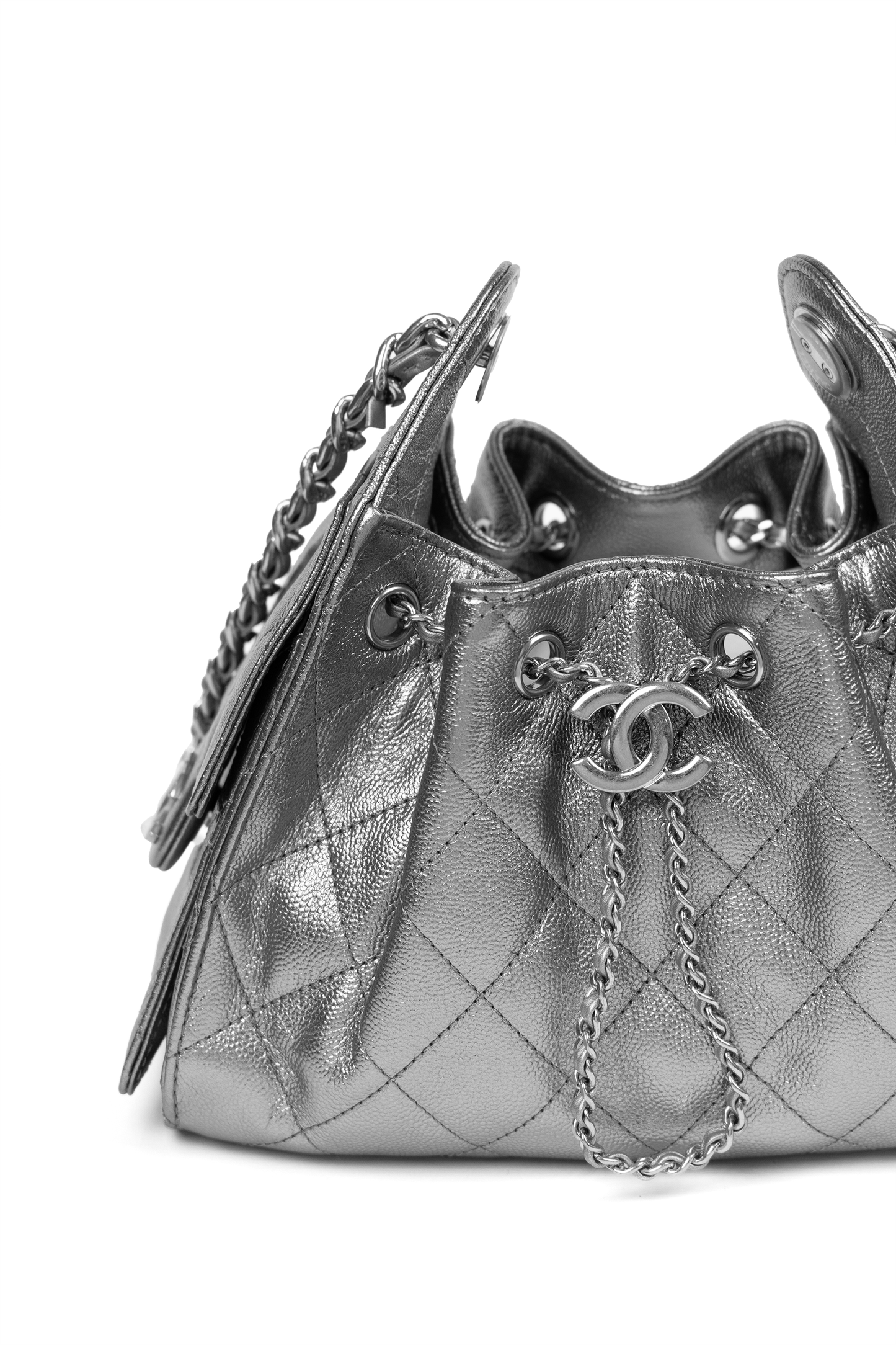 Chanel 25 Mini in Metallic Dark Silver